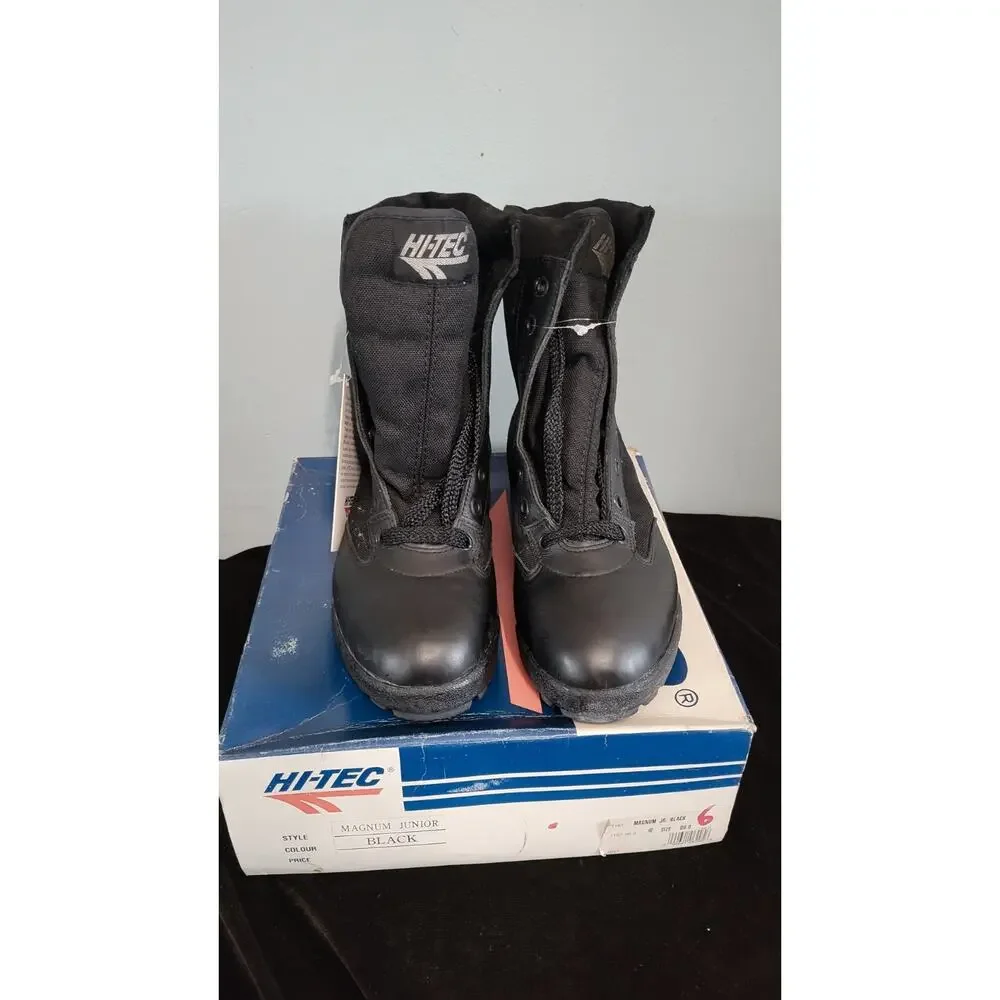 Hi-Tec Magnum Junior Tactical Boots Black Leather Size 6 Mens New In Box...